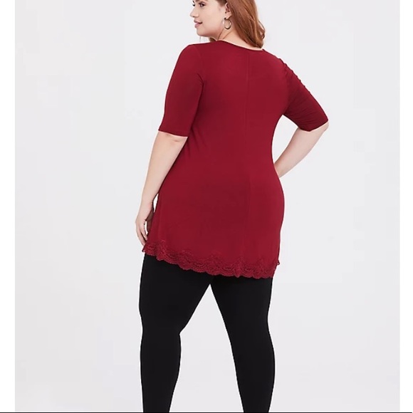 ❌SOLD❌Torrid Red Super Soft Lace Trim Tunic Tee - Picture 8 of 10